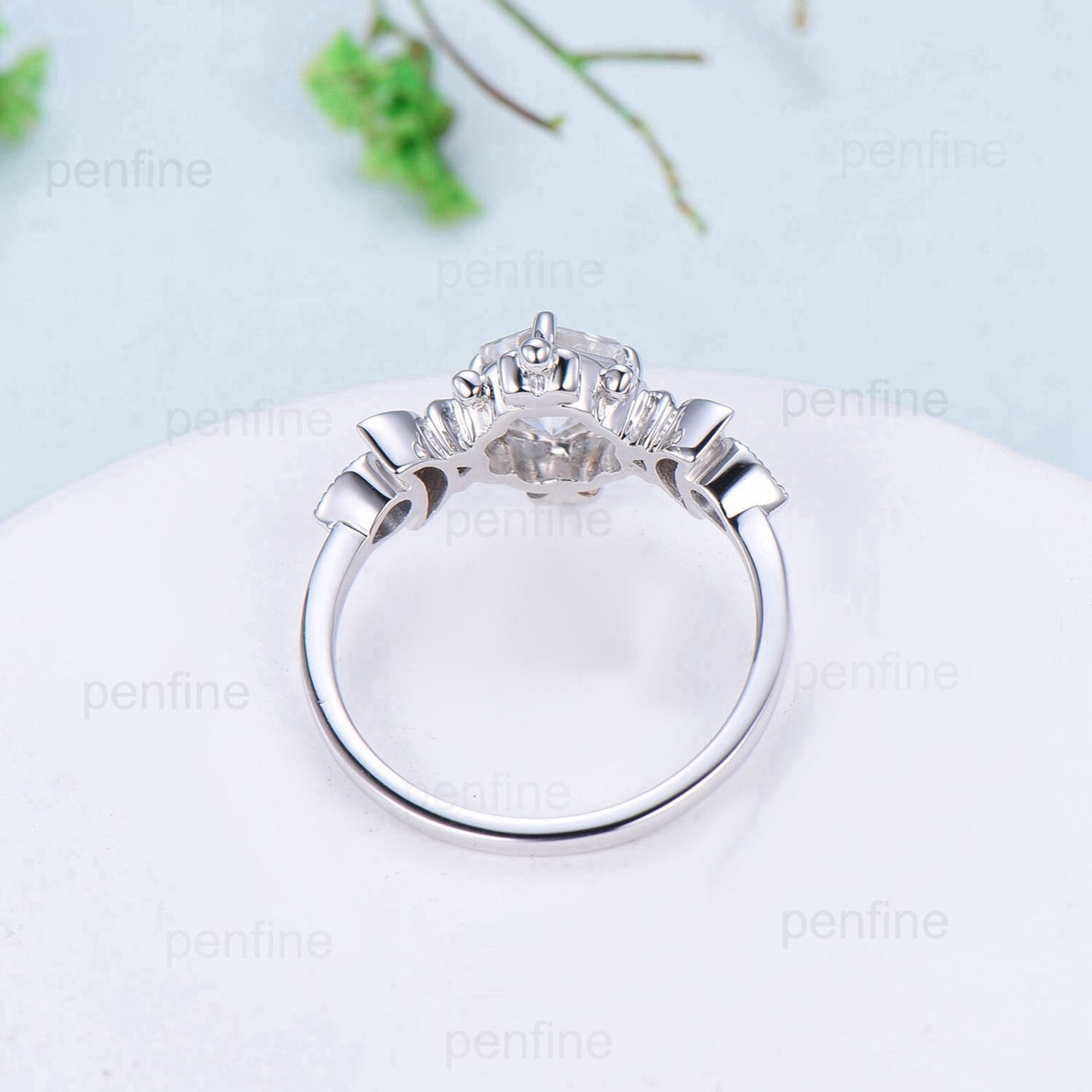 Celestial Sun and Moon Engagement Ring | Sapphire & Citrine Floral Mandala - PENFINE