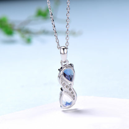 Vintage June birthstone Snake Necklace Alternative alexandrite moonstone pendant vintage art deco promise gift pear shaped pendant for girl - PENFINE