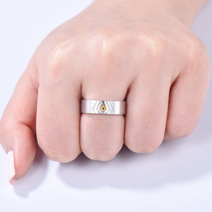 6mm Brushed Finished Men's Wedding Ring Kite Cut Citrine Wedding Band Silver White Gold Howl's Ring Sophie's Ring Matching Band Gift For Men - PENFINE