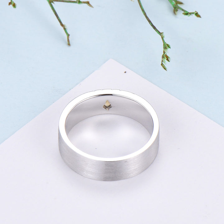 6mm Brushed Finished Men's Wedding Ring Kite Cut Citrine Wedding Band Silver White Gold Howl's Ring Sophie's Ring Matching Band Gift For Men - PENFINE