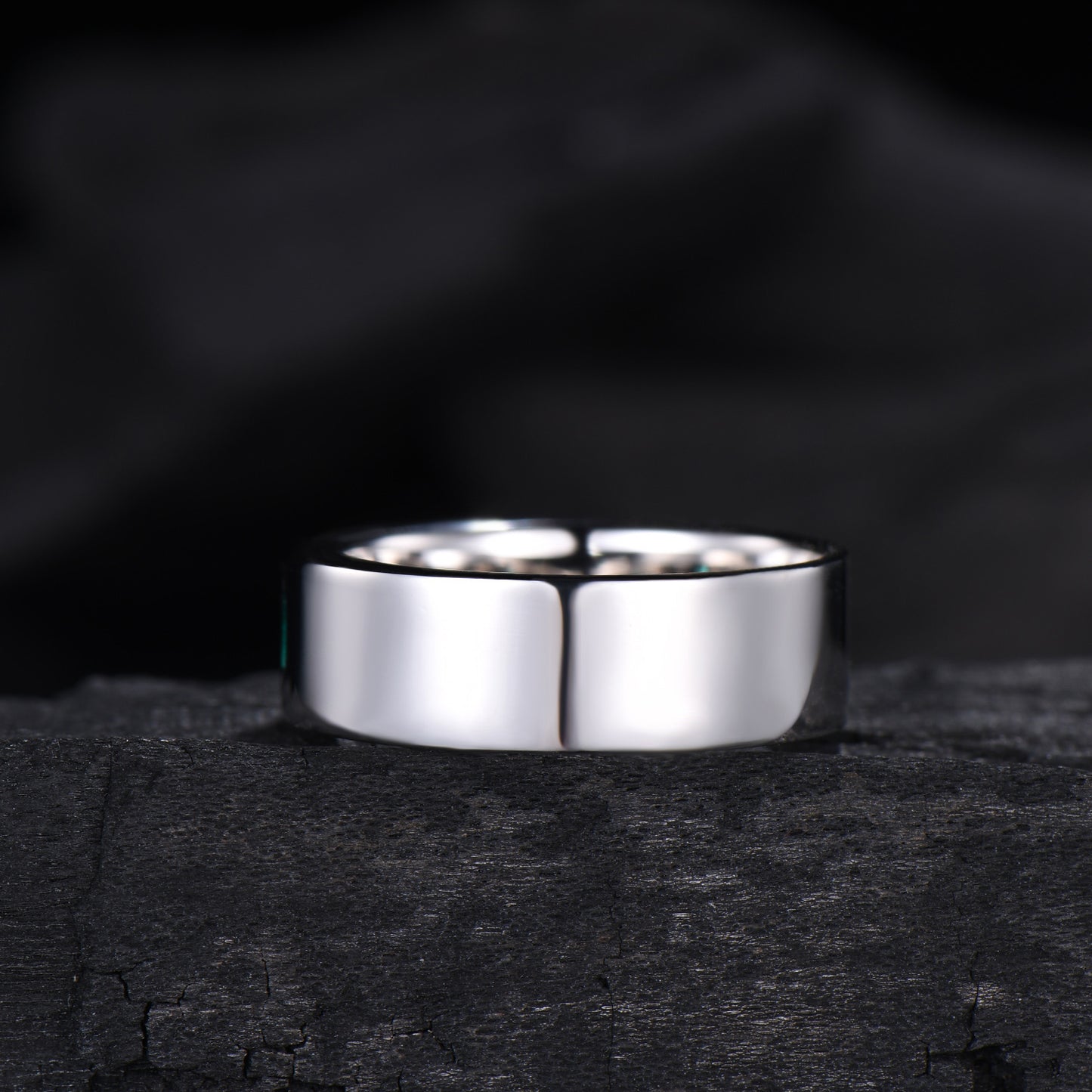 Hexagon Cut Emerald Men's Band | Flush Set 7MM Wide Wedding Ring