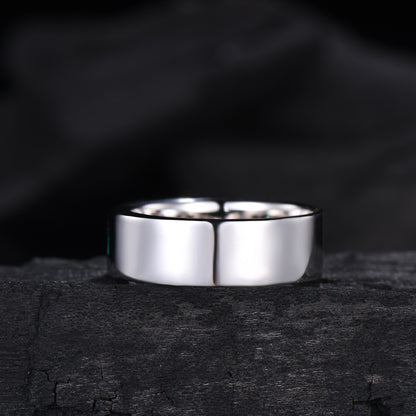 Hexagon Cut Emerald Men's Band | Flush Set 7MM Wide Wedding Ring