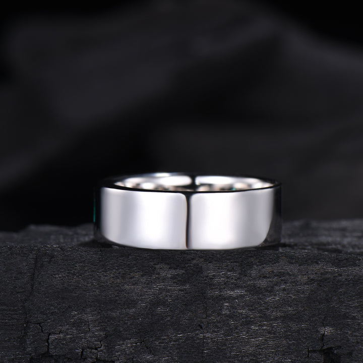 Hexagon Cut Emerald Men's Band | Flush Set 7MM Wide Wedding Ring