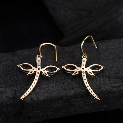 Elegant dragonfly marqusie cut alexandrite earrings June birthstone fine jewelry - PENFINE