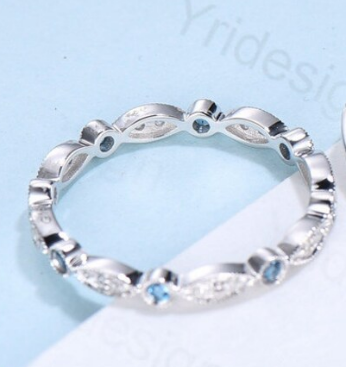 Custom order for Michelle, 1pc eternity wedding band, 18k white gold, size 8 - PENFINE