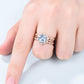Vintage Aquamarine Engagement Ring Set Rose Gold Art Deco  Marquise Moissanite Wedding Ring Set Women Open Gap Diamond Stacking Bridal Set - PENFINE