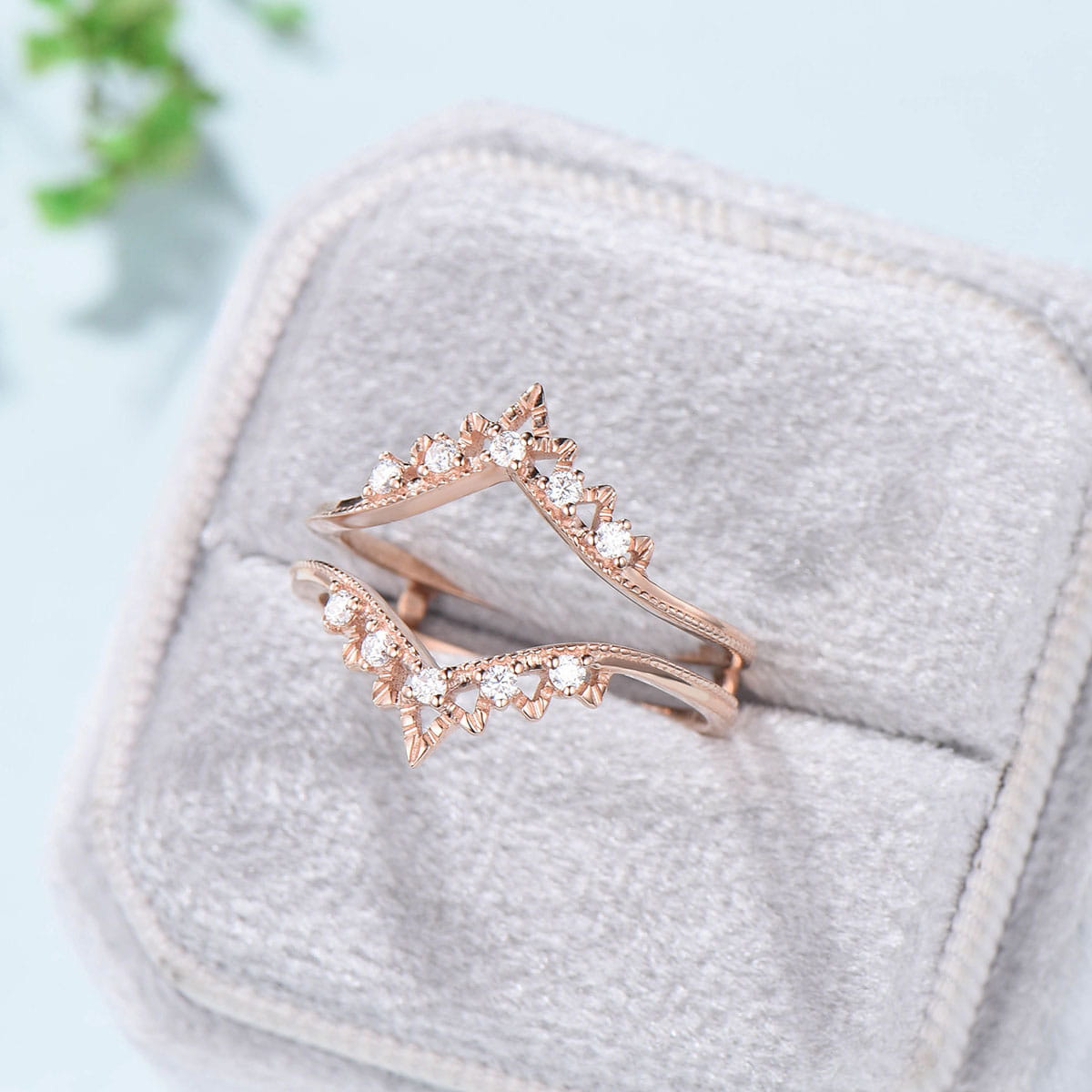 Rose gold double wedding on sale band