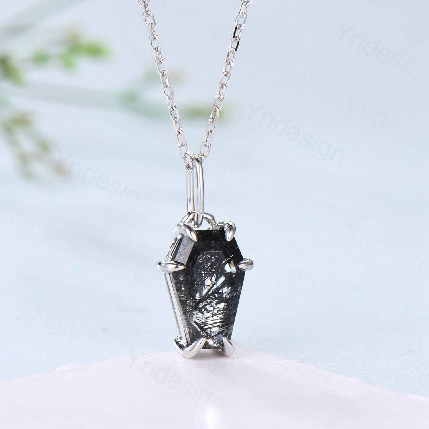 Black rutilated deals quartz necklace