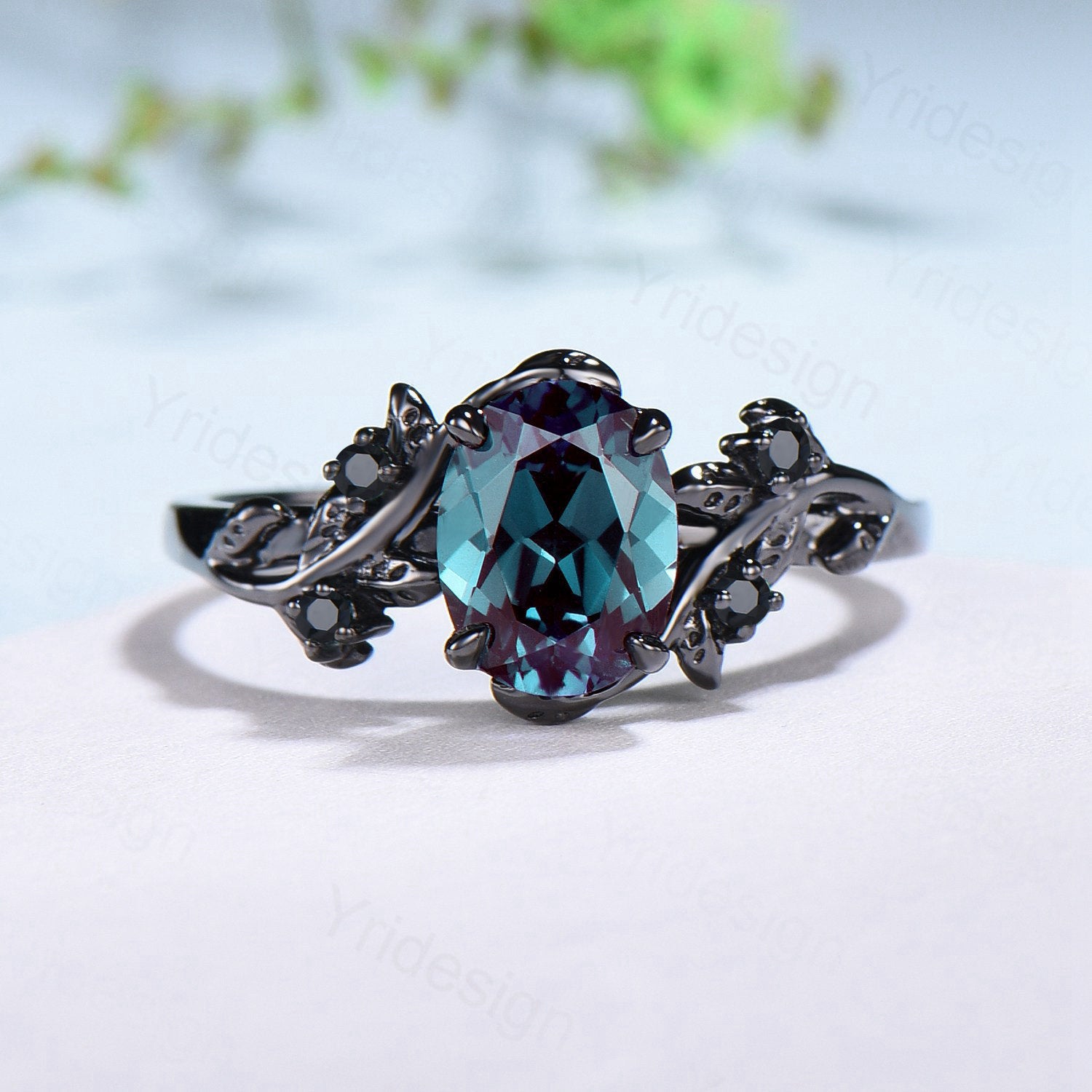 Buy quality 18k gold blue stone flower design ring for women pj-r002 in Durg