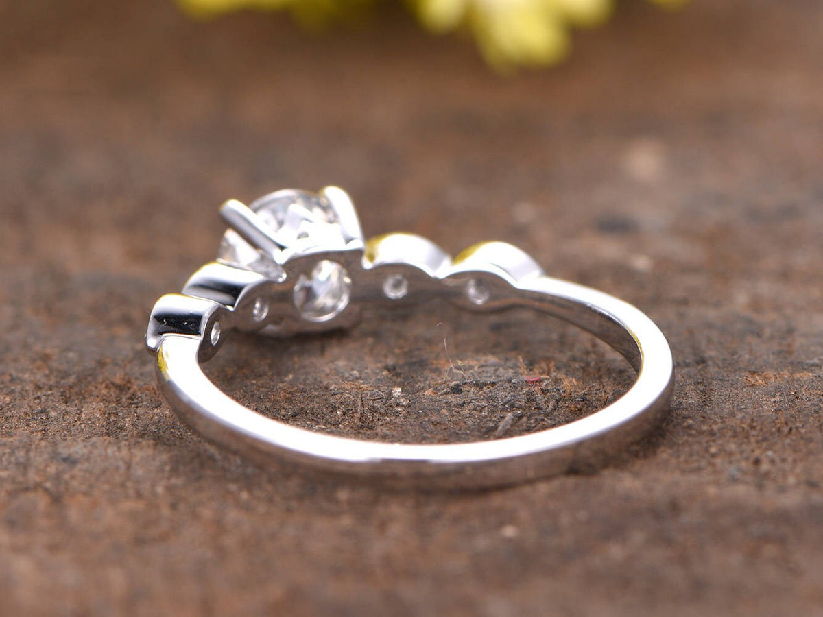 Rainbow Moonstone Ring, Art Deco 14K Rose Gold, Diamond Solitaire