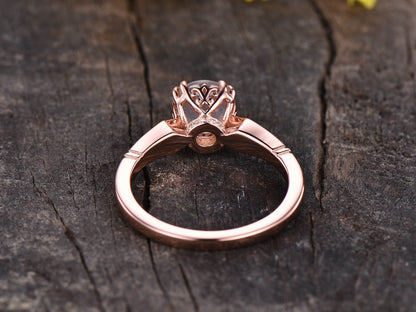 Moonstone Engagement Ring, Art Deco Diamond Band, 8-prong Set