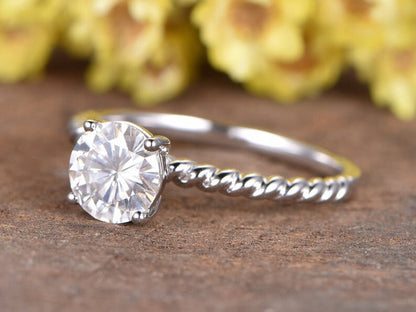 1.25ct IGI Certified Lab Grown Diamond Solitaire Ring: 14K Rose Gold Twisted Band