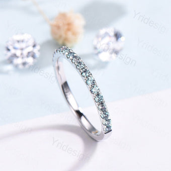 Alexandrite Eternity Band White Gold Dainty alexandrite Wedding Vermeil Ring,Matching Band Stacking Ring Anniversary Gift Birthstone ring - PENFINE