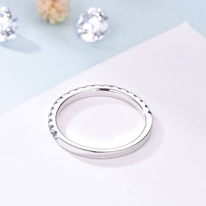 Alexandrite Eternity Band White Gold Dainty alexandrite Wedding Vermeil Ring,Matching Band Stacking Ring Anniversary Gift Birthstone ring - PENFINE