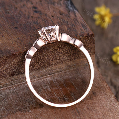 Rose Gold Lab Grown Diamond Engagement Ring: Unique Art Deco CVD Solitaire