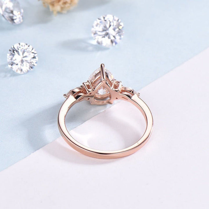 Retro Pear Shaped Opal Ring Rose Gold Fire Opal Ruby Engagement Ring Seven Stone Cluster Promise Ring October Birthstone Anniversary gift - PENFINE