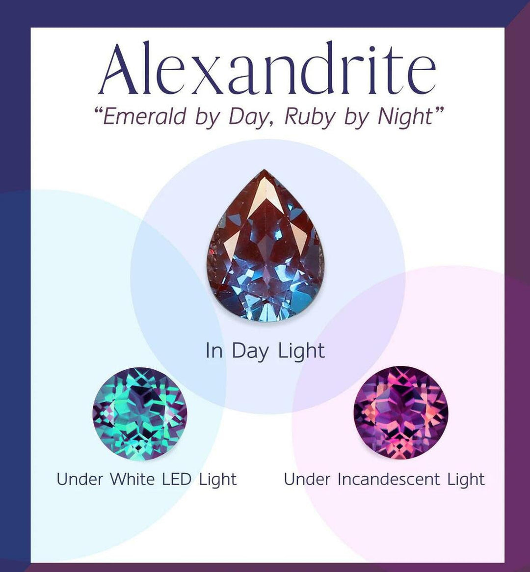 Vintage Hexagon cut Alexandrite engagement ring five stone