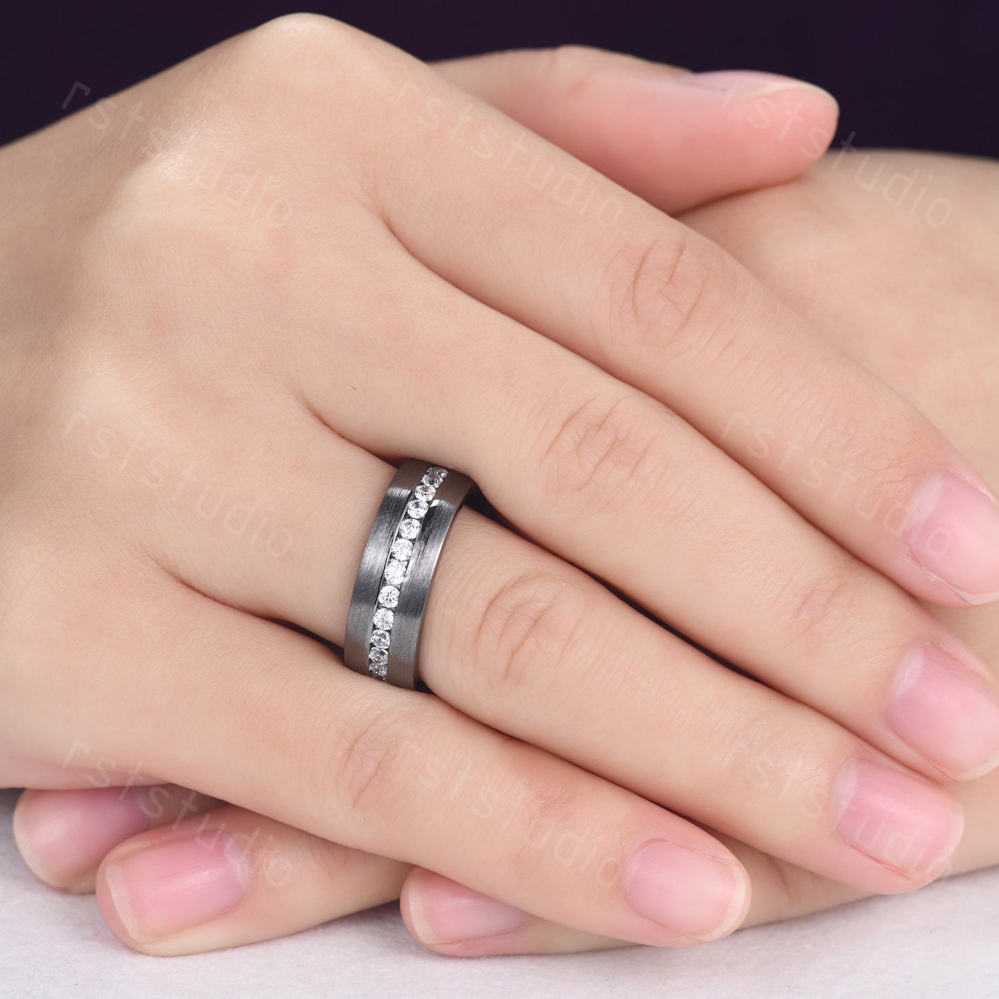 Black Gold Diamond Engagement Ring: Handmade Anniversary Jewelry