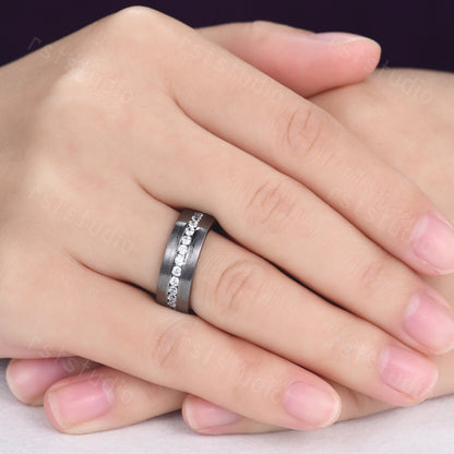 Black Gold Diamond Engagement Ring: Handmade Anniversary Jewelry
