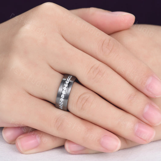 Black Gold Diamond Engagement Ring: Handmade Anniversary Jewelry