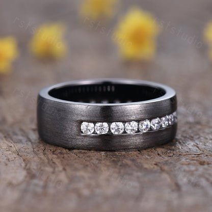 Black Gold Diamond Engagement Ring: Handmade Anniversary Jewelry
