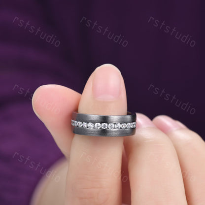 Black Gold Diamond Engagement Ring: Handmade Anniversary Jewelry