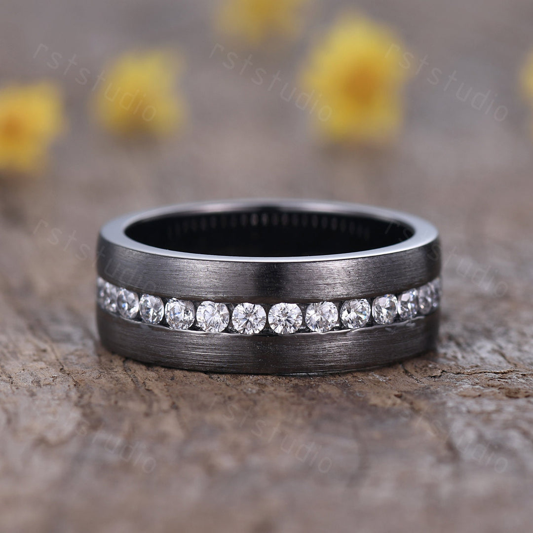 Black Gold Diamond Engagement Ring: Handmade Anniversary Jewelry