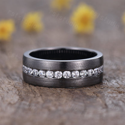Black Gold Diamond Engagement Ring: Handmade Anniversary Jewelry