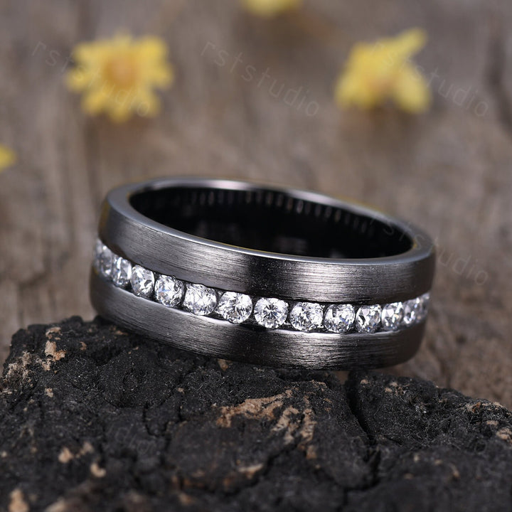 Black Gold Diamond Engagement Ring: Handmade Anniversary Jewelry