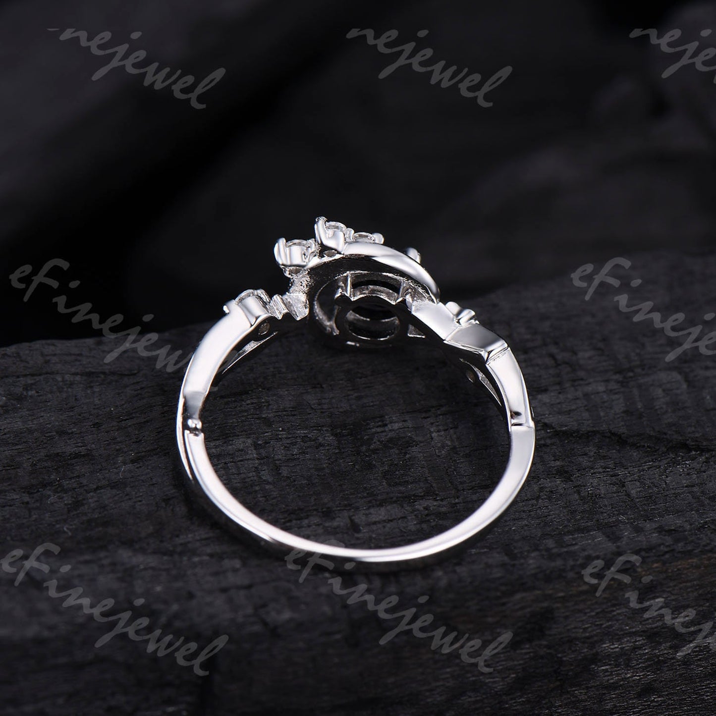 Blue Sandstone Engagement Ring, Moon Star Amethyst Wedding Ring - PENFINE