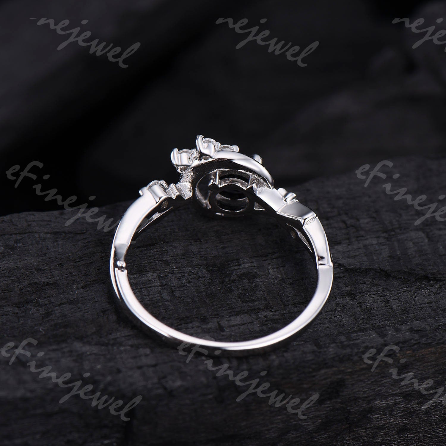 Blue Sandstone Engagement Ring, Moon Star Amethyst Wedding Ring - PENFINE
