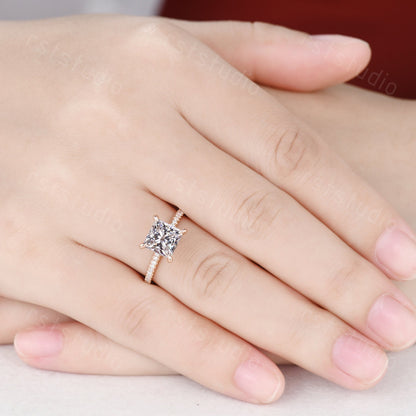 Princess Cut Lab Grown Diamond Ring: Rose Gold 14k White Gold Band