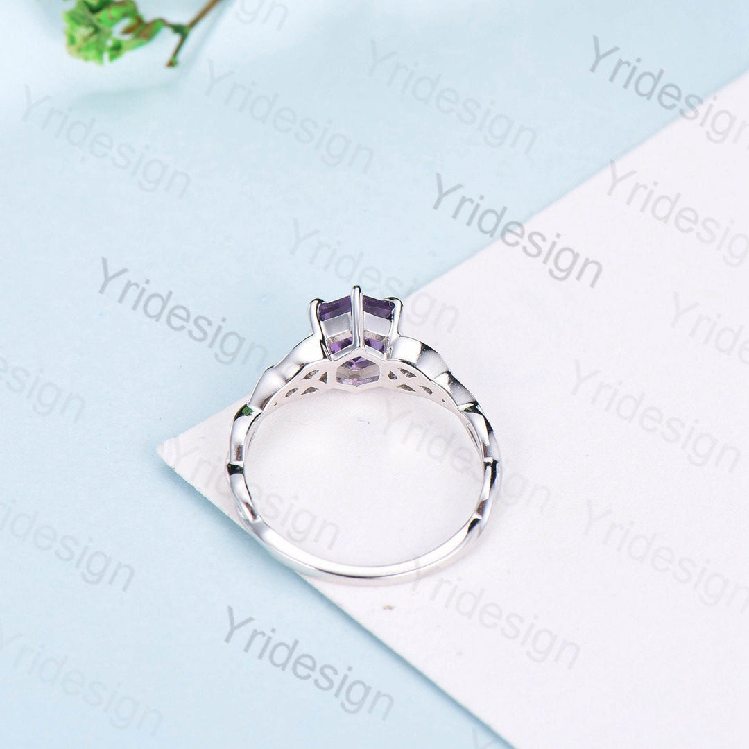 Enchanted Knot Engagement Ring - Vivid Purple Sapphire & Amethyst - PENFINE