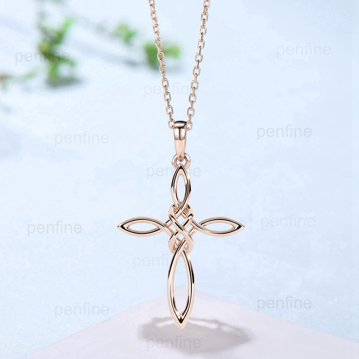 Norse Viking necklace solid Silver 14k 18k rose gold minimalist  Personalized pendant women  Necklace Celtic Jewelry Cross Necklace - PENFINE