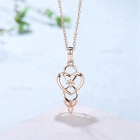 Norse Viking necklace solid Silver 14k 18k rose gold unique Personalized pendant women Valkyrie Necklace Celtic Jewelry Chain Necklace - PENFINE