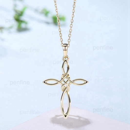 Norse Viking necklace solid Silver 14k 18k rose gold minimalist Personalized pendant women Necklace Celtic Jewelry Cross Necklace - PENFINE