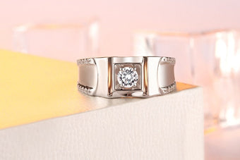 7mm Men's Wedding Ring Unique Domineering and exaggerated Wedding Band Silver White Gold  Matching Band Gift For Men - PENFINE