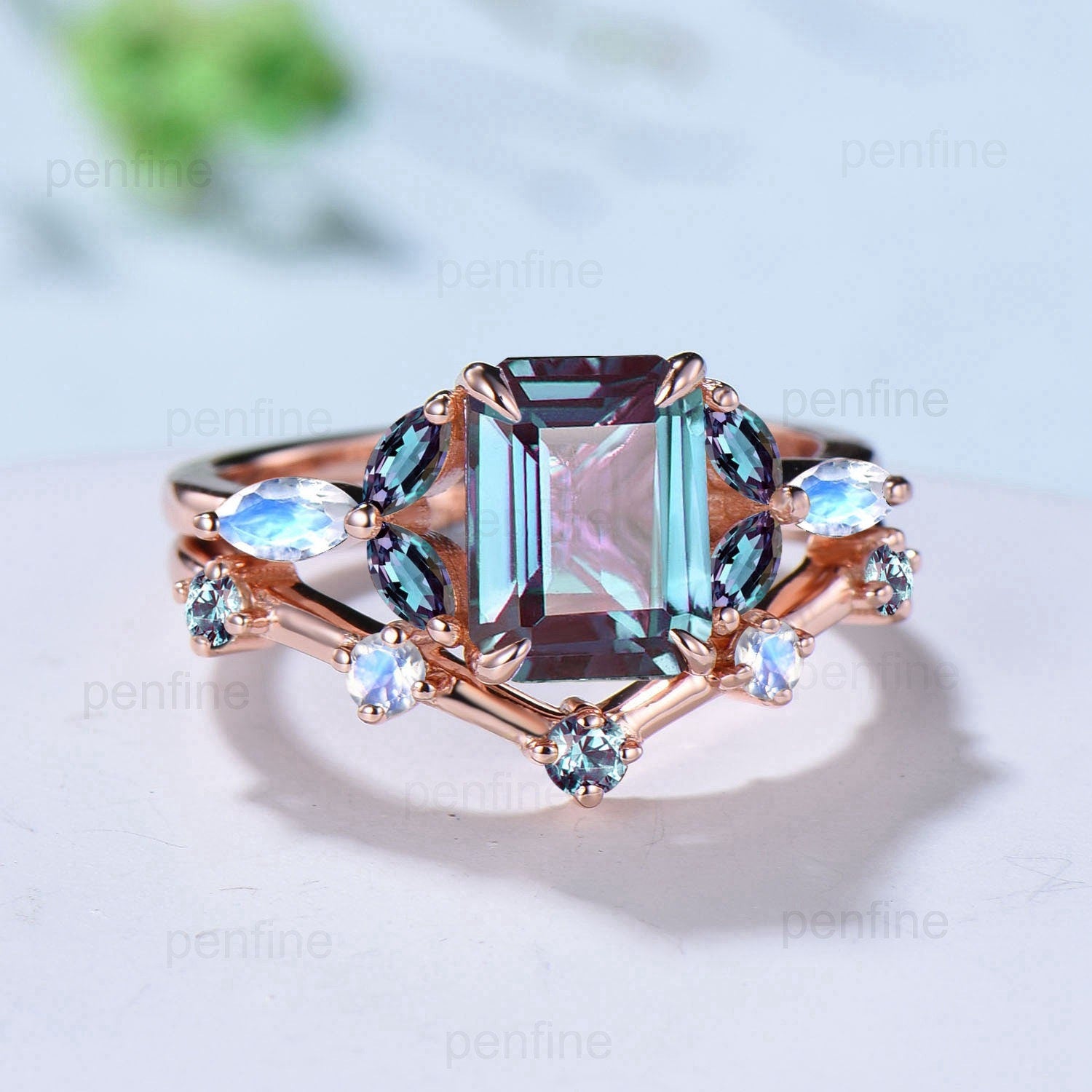 Lab alexandrite ring marquise orders cut June birthstone sterling silver engagement ring for women