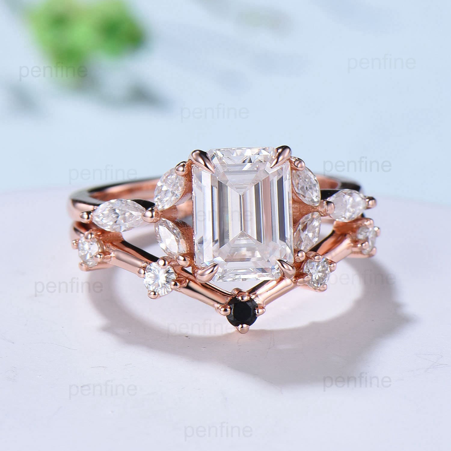 2.30 CT Emerald Cut Moissanite Engagement Ring Marquise good Side Stone Wedding Bridal Gift For Her Unique Wedding Ring Lovely Engagement Ring