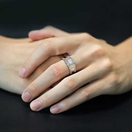 7mm Men's Wedding Ring Unique Domineering and exaggerated Wedding Band Silver White Gold Matching Band Gift For Men - PENFINE