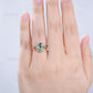 2 Carat Oval Moss Agate Engagement Ring Set Nature Inspired green agate wedding ring set cluster emerald aquatic agate Leaf vine bridal set - PENFINE