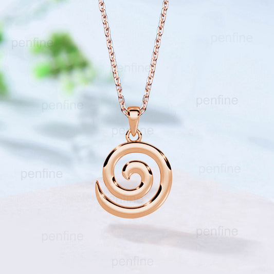Solitaire Vortex necklace Silver solid 14k 18k rose gold unique Personalized pendant women Valkyrie Necklace Dainty Jewelry Chain Necklace - PENFINE
