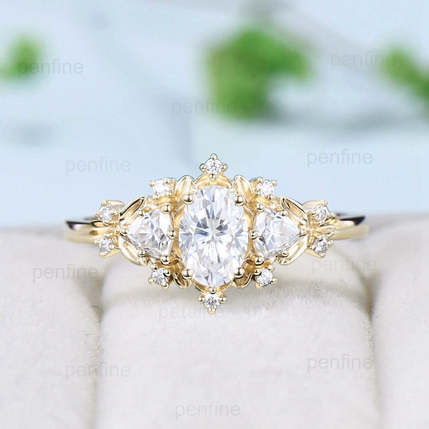 Enchanted 10k Yellow Gold Plated wedding and Enhanced Moissanite Diamond sale Thorn Engagement Ring in 925 Sliver