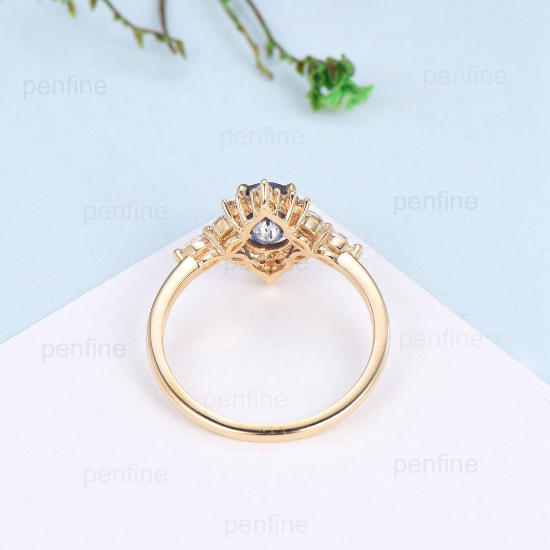 Vintage 1.5 Carat VVS-D Oval Lab Grown Diamond Engagement Ring Halo Diamond Certificate Engagement Ring Unique Marquise Diamond Wedding Gift - PENFINE