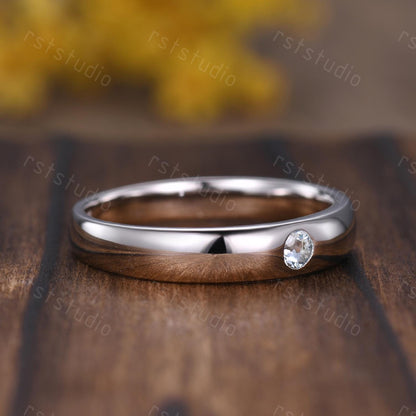 Aquamarine Wedding Ring: Round Cut Sterling Silver Promise Ring