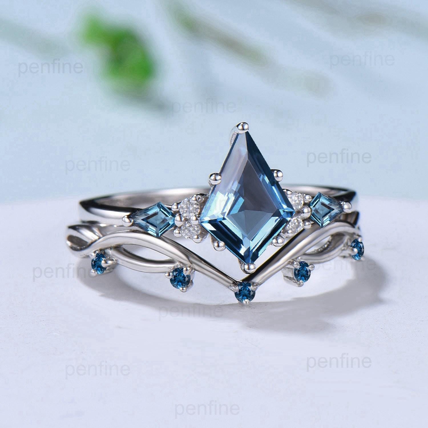 14k White Gold Blue Topaz Engagement Ring Unique Topaz Wedding cheapest Ring Antique Bridal Anniversary Ring Marquise Cut Vintage Topaz Promise Ring