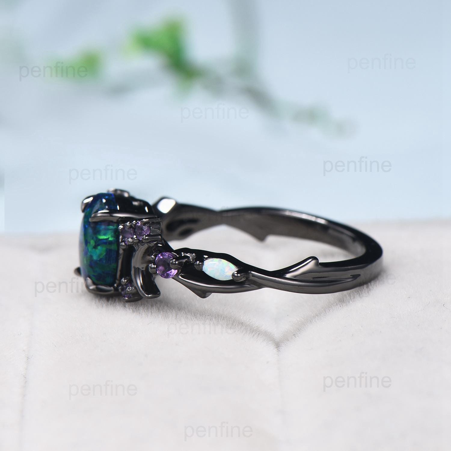 . Black opal Peridot topaz hotsell sterling ring