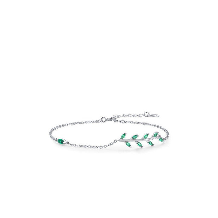 Elegant marquise cut emerald bracelet twig branch green crystal dainty bracelet nature inspired Stackable Bracelet For Women gift for her - PENFINE