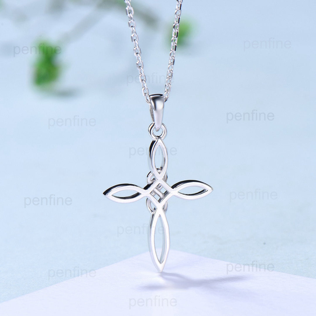 Norse Viking necklace solid Silver 14k 18k rose gold minimalist  Personalized pendant women  Necklace Celtic Jewelry Cross Necklace - PENFINE