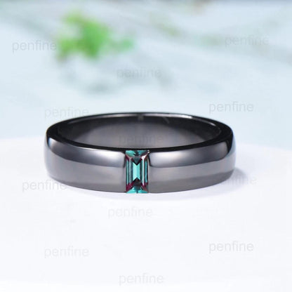 Couples ring set 14k black gold alexandrite wedding rings set twig ring men and women His Hers engagement ring nature inspired Promise gift - PENFINE